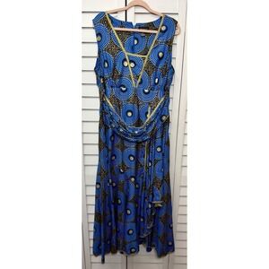 Ashro Majesty African Print Geometric Sleeveless Maxi Dress Women's Size 16W